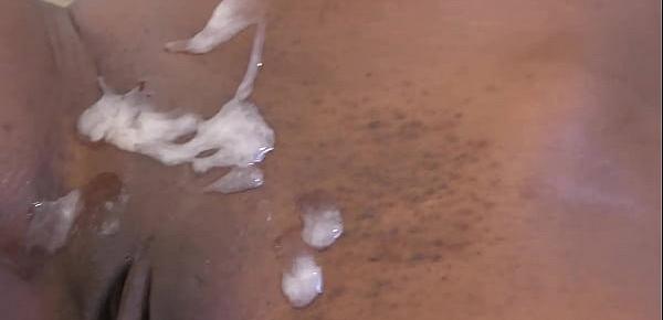  Young african slut shaved pusy covered with cum